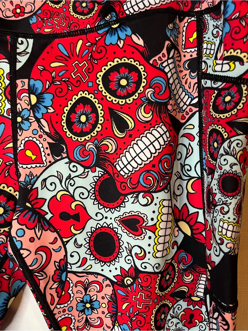 Constantly Varied Gear Red & Black Sugar Skull Kids Leggings - Picture 3 of 5